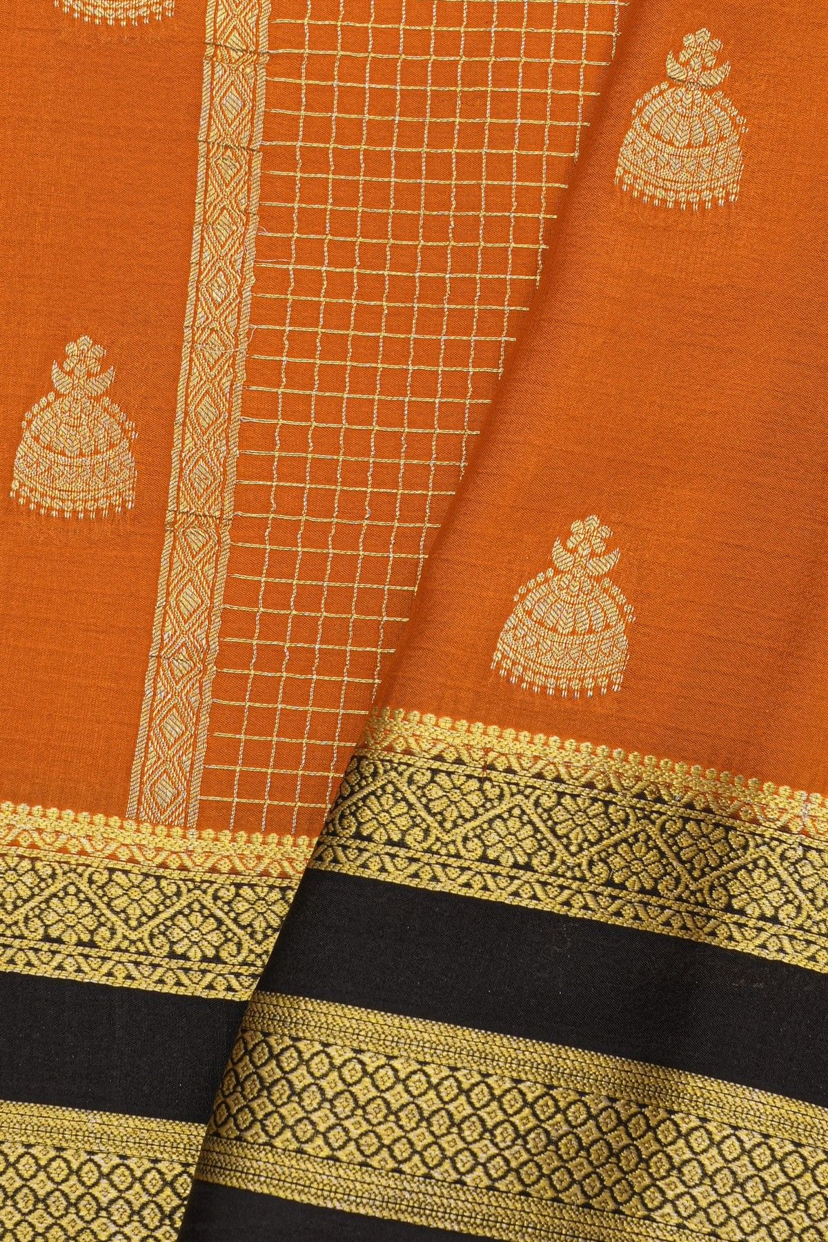 Mysore Crepe Orange Saree