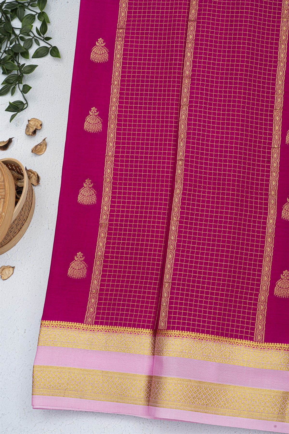 Mysore Crepe Magenta Saree