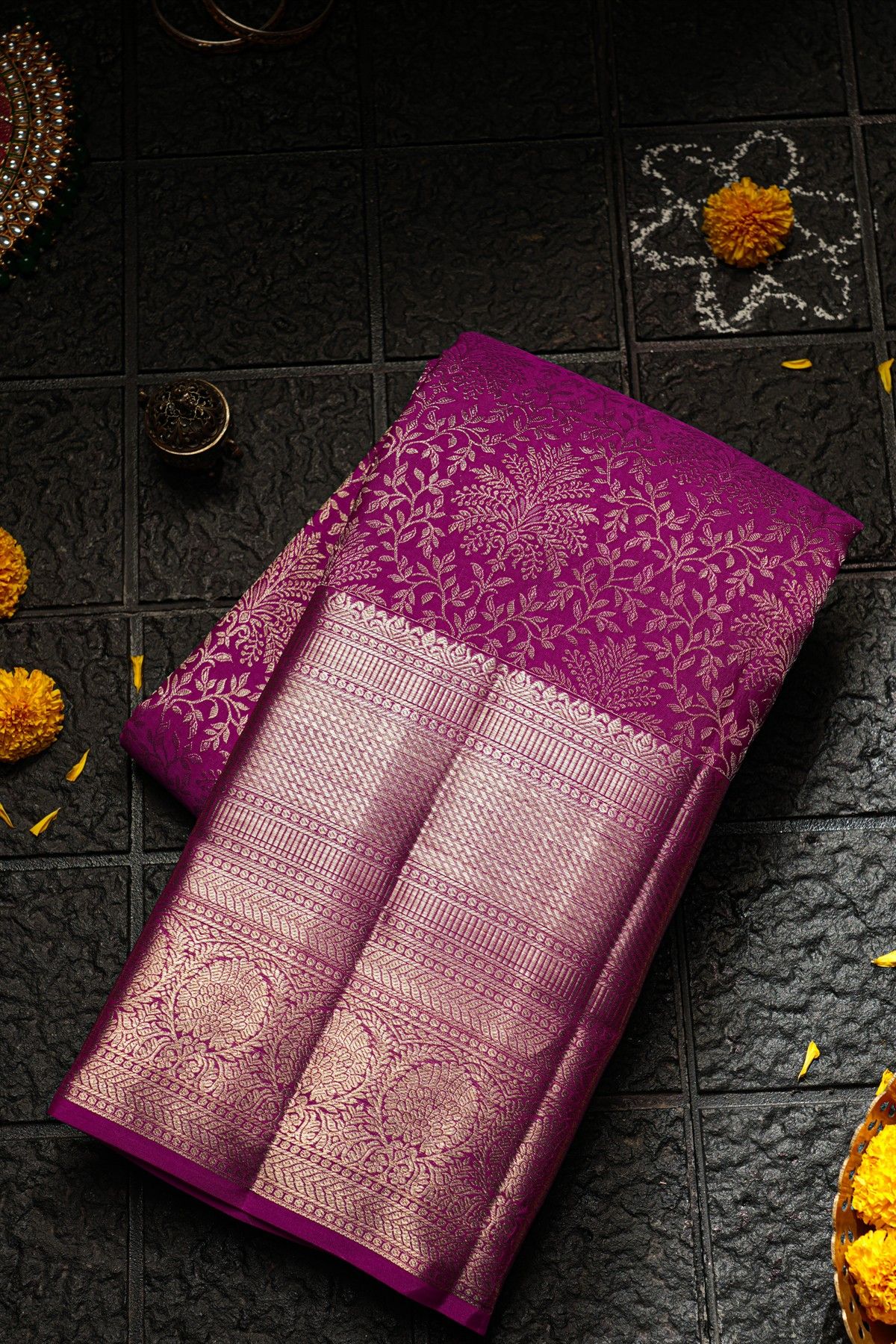 Kancheepuram Silk Magenta Saree
