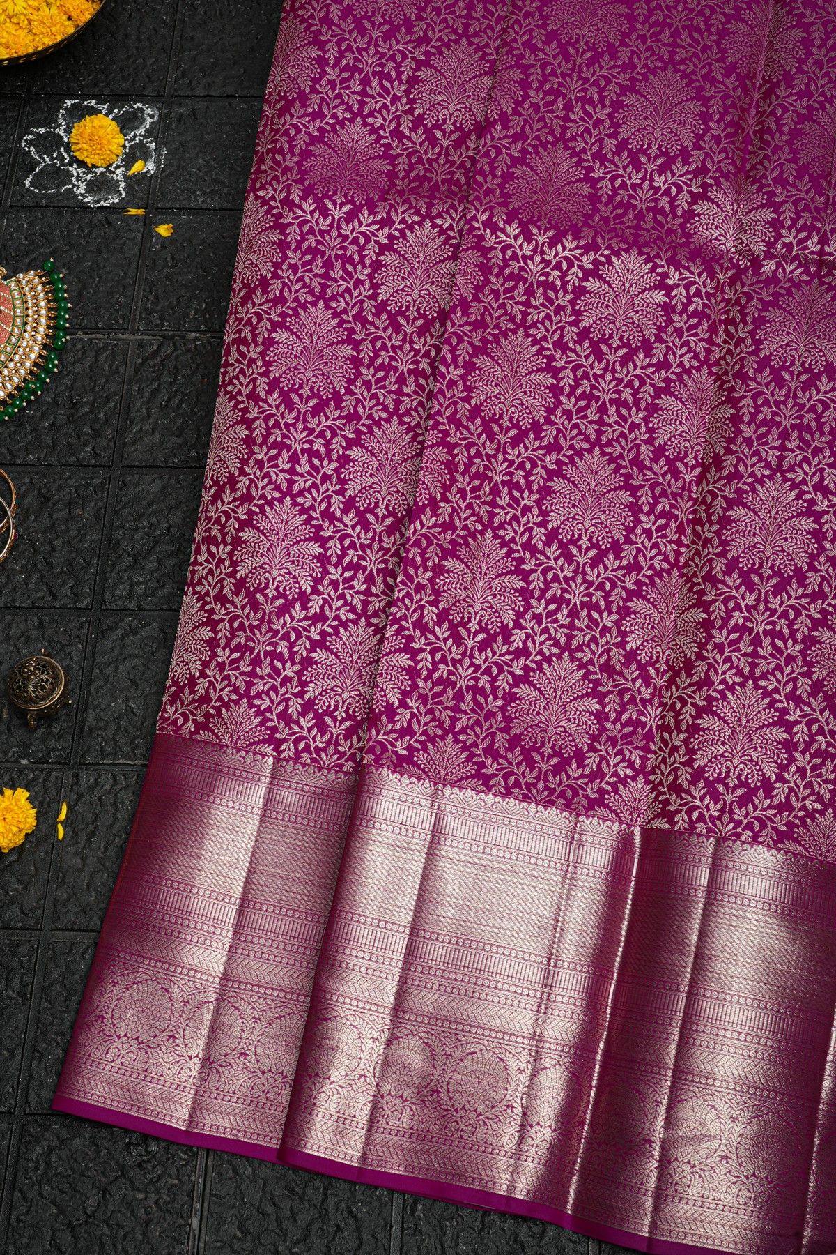 Kancheepuram Silk Magenta Saree