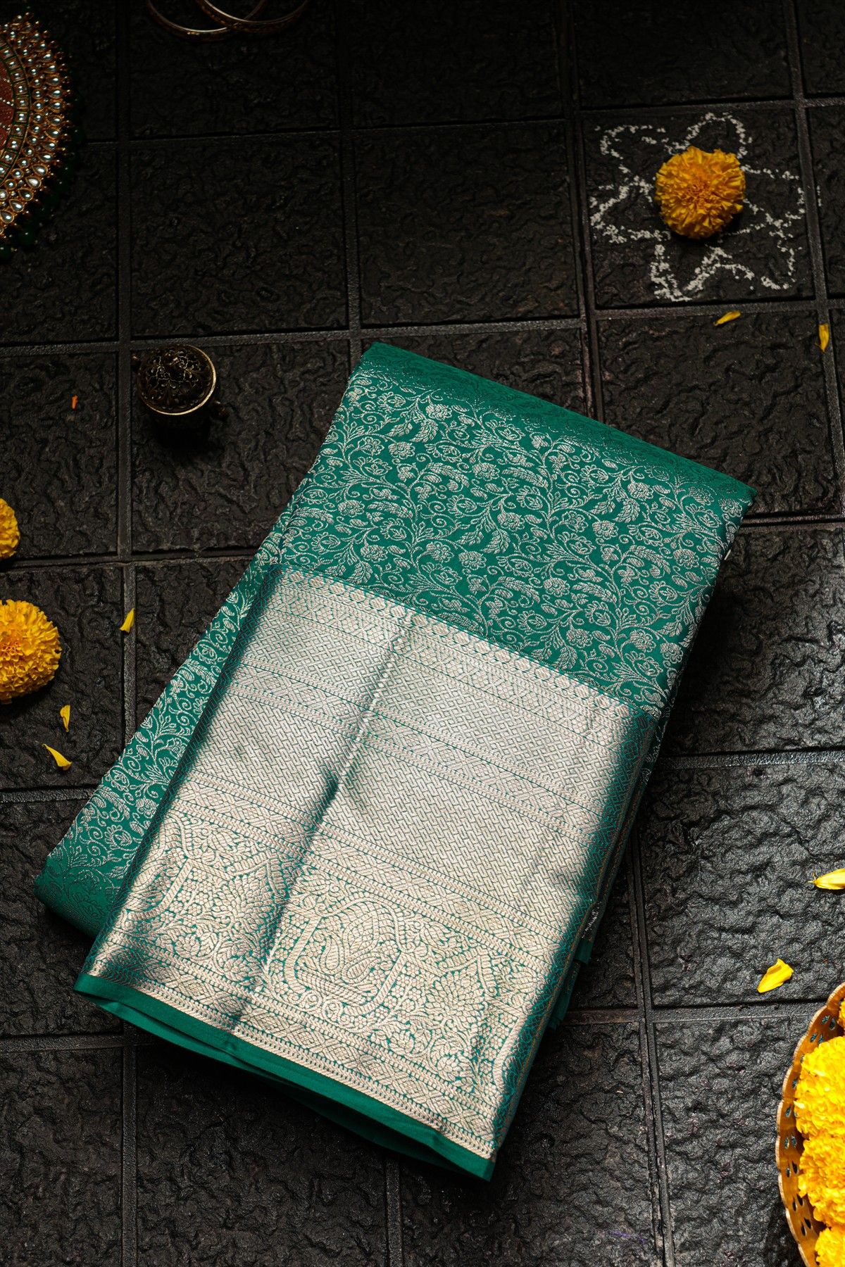 Kancheepuram Silk Rama Green Saree