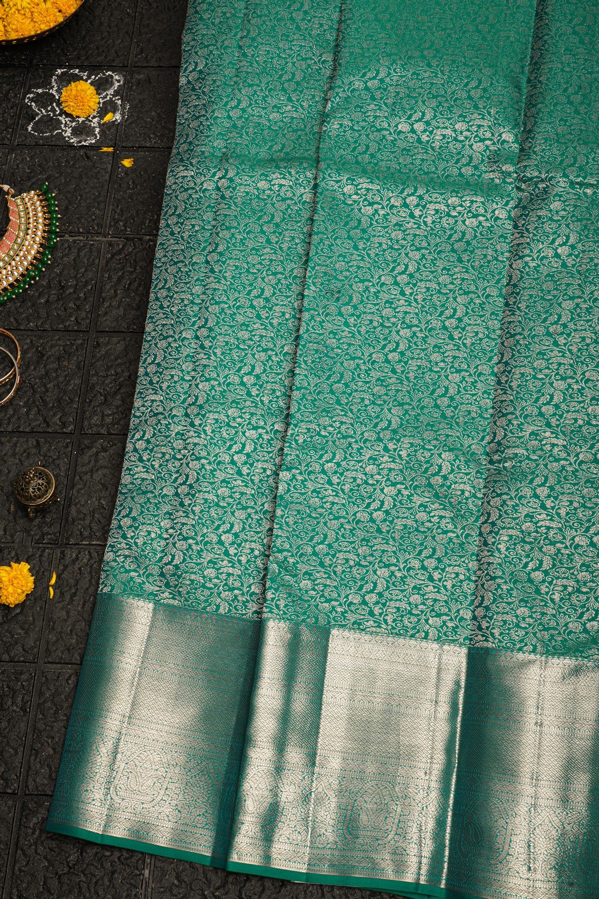Kancheepuram Silk Rama Green Saree