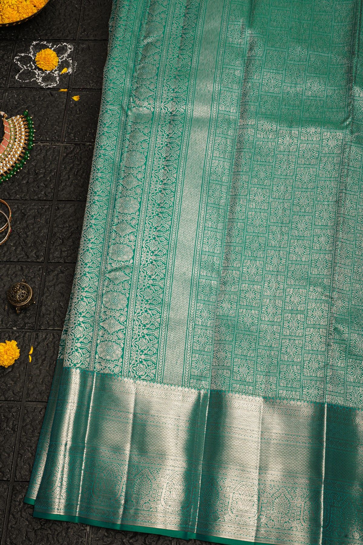 Kancheepuram Silk Rama Green Saree