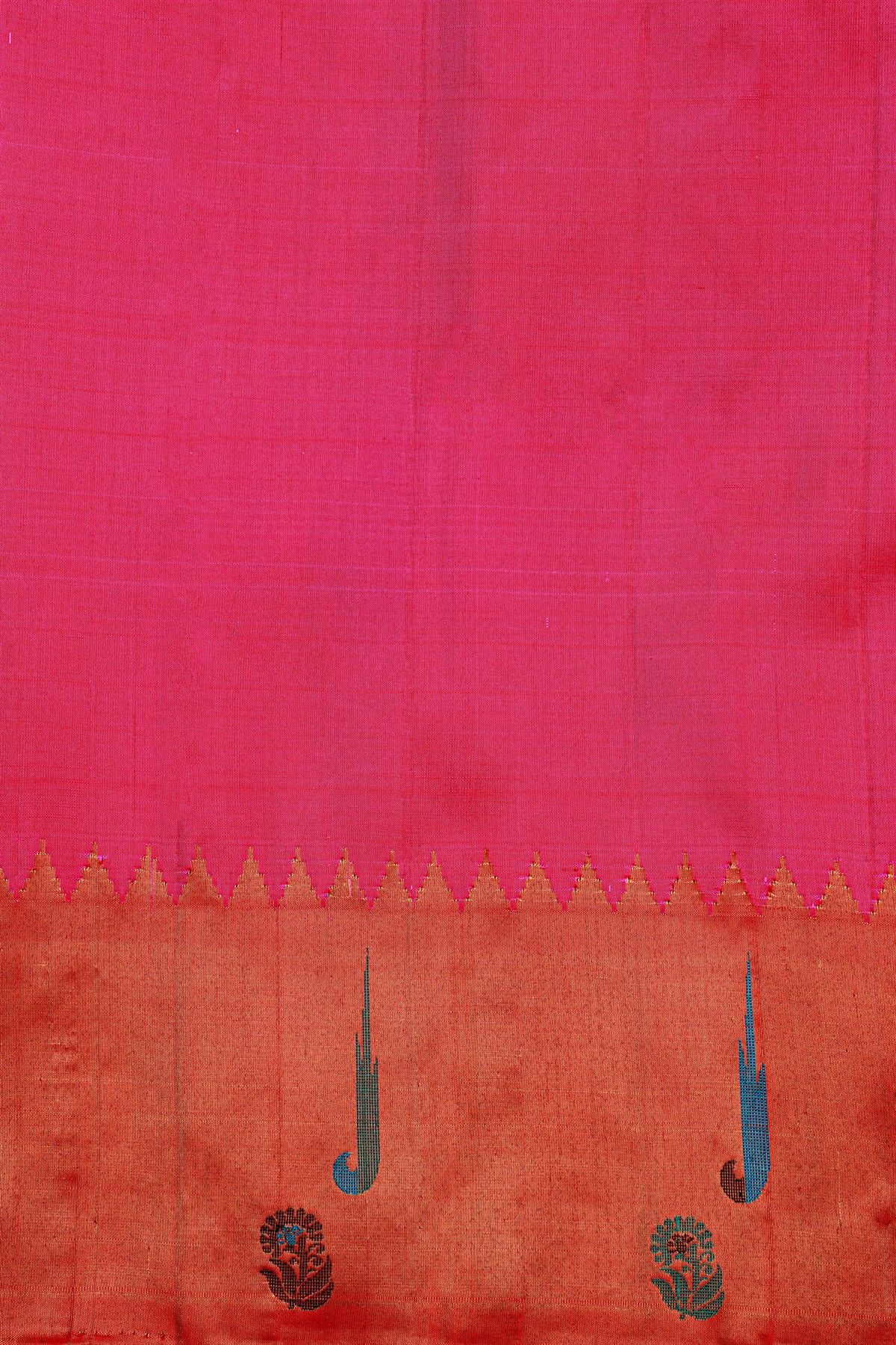 Gadwal Silk Peacock Blue Saree