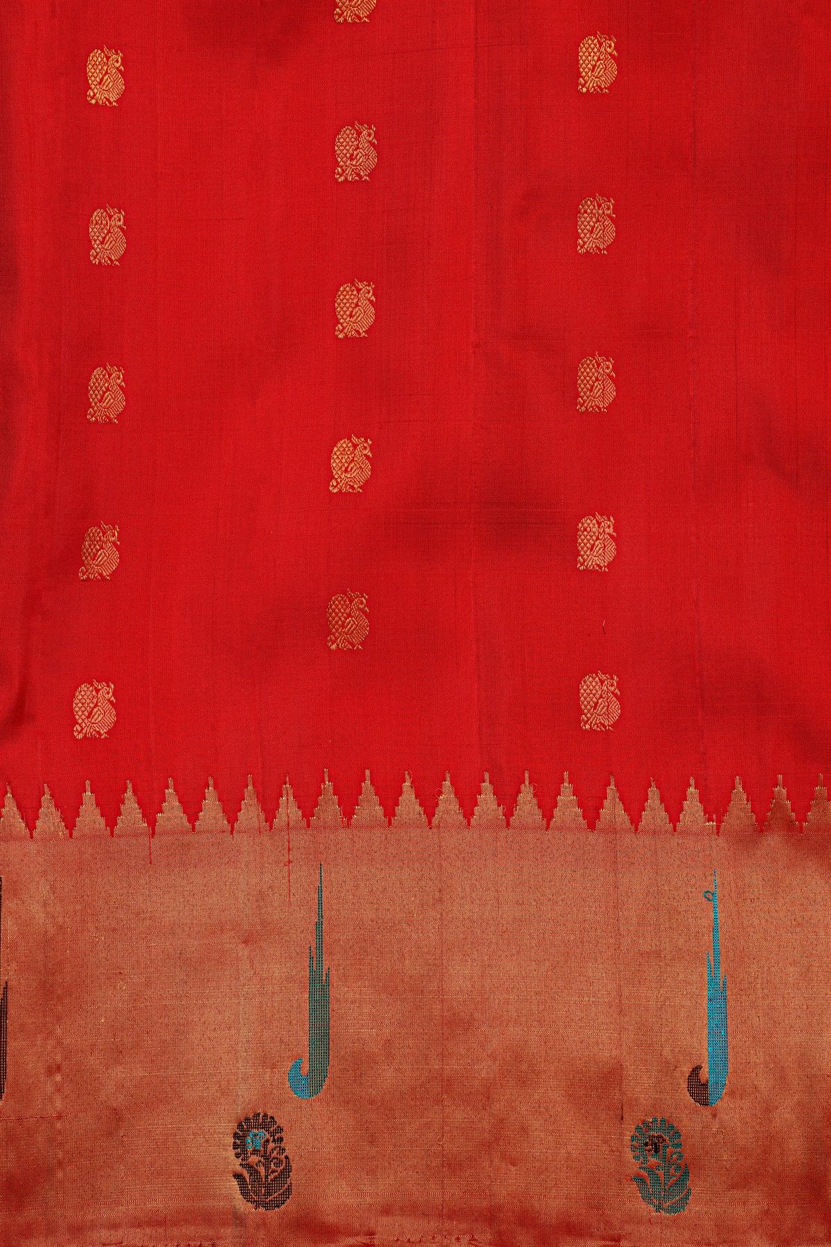 Gadwal Silk Peacock Blue Saree