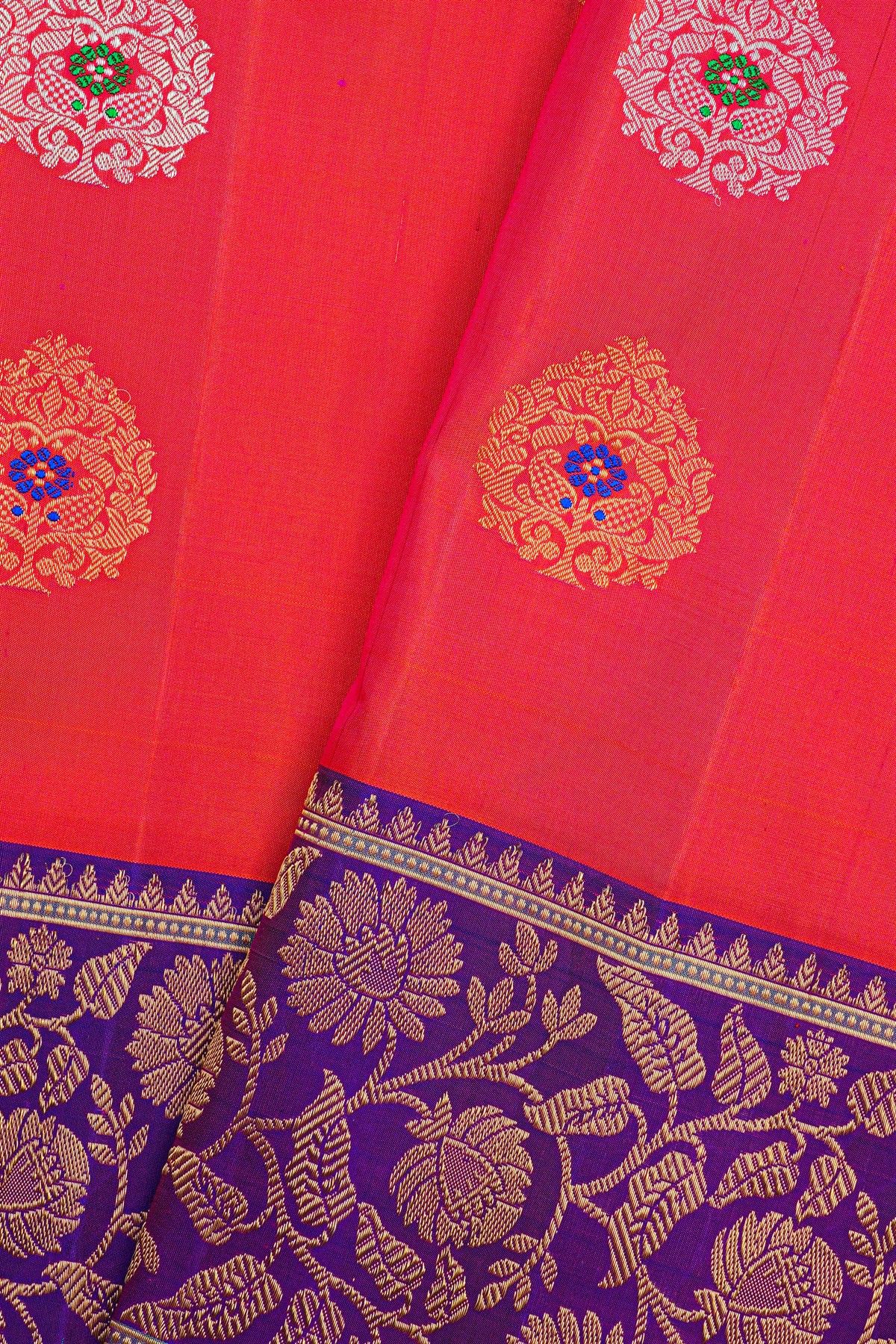 Gadwal Silk Peach Saree