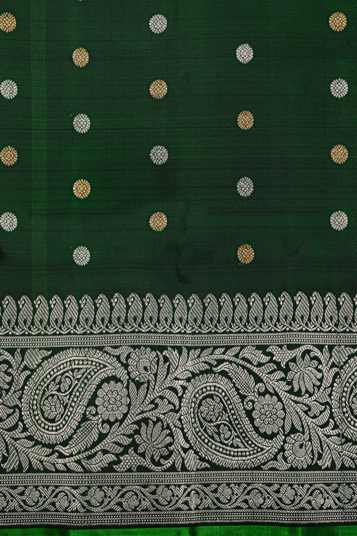Gadwal Silk Bottle Green Saree