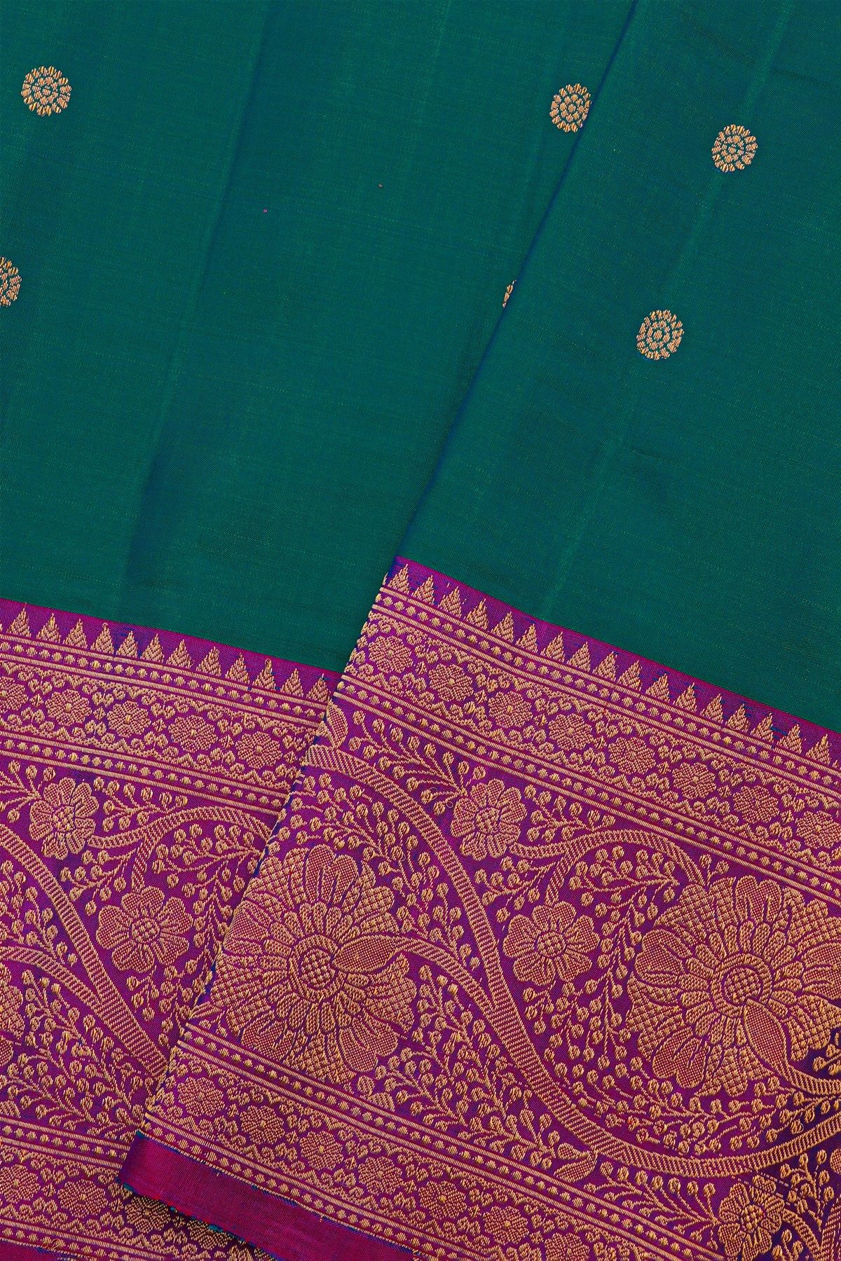 Gadwal Silk Peacock Blue Saree