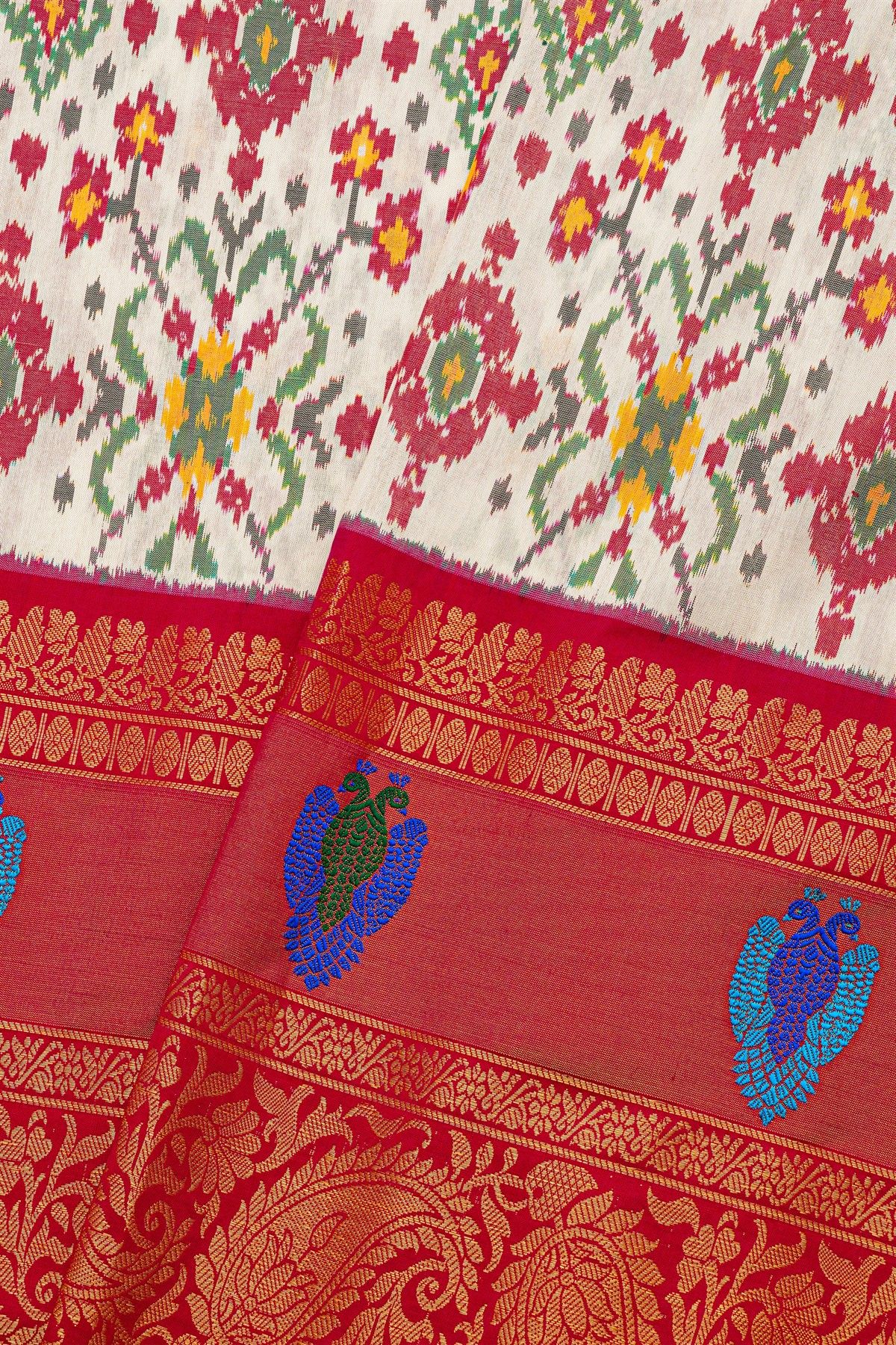 Gadwal Silk White Saree