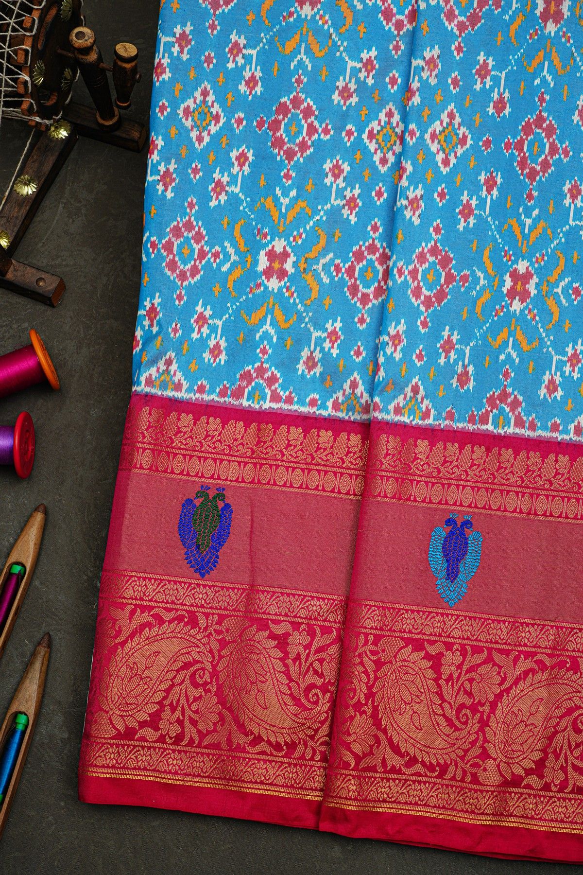 Gadwal Silk Sky Blue Saree