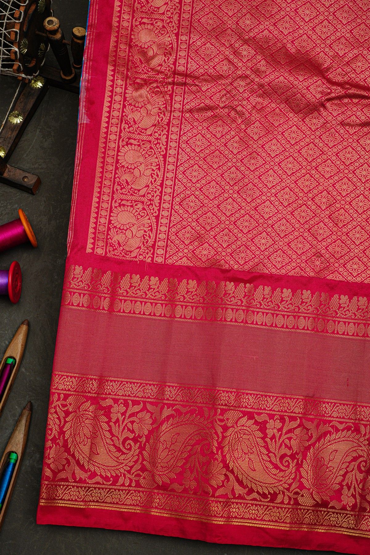 Gadwal Silk Sky Blue Saree