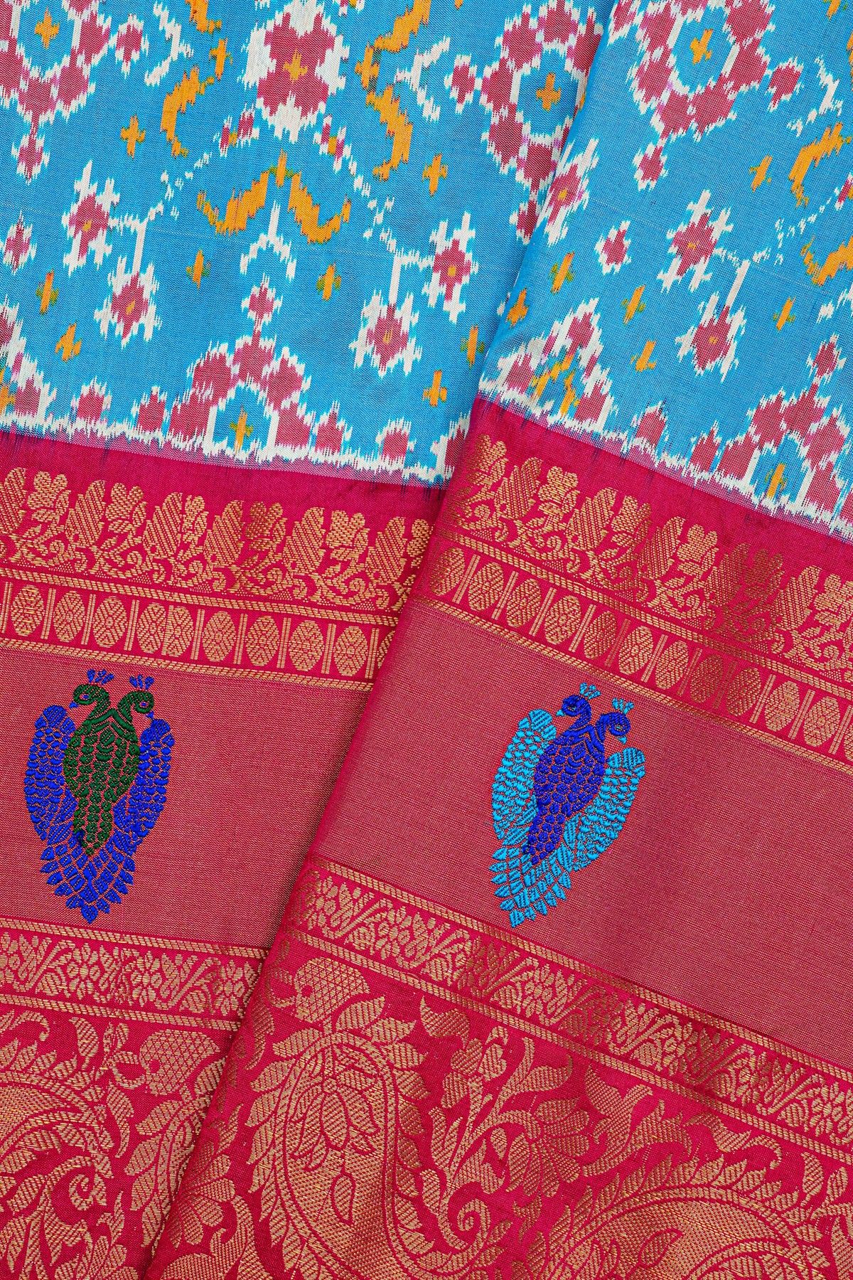 Gadwal Silk Sky Blue Saree