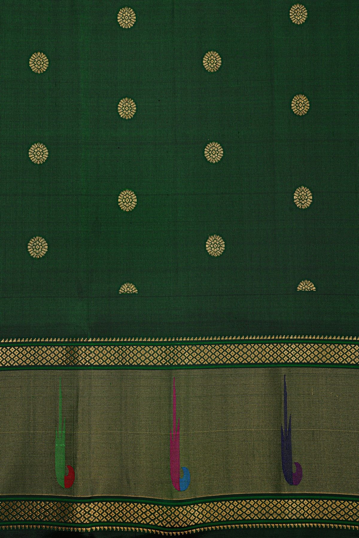 Gadwal Silk Bottle Green Saree