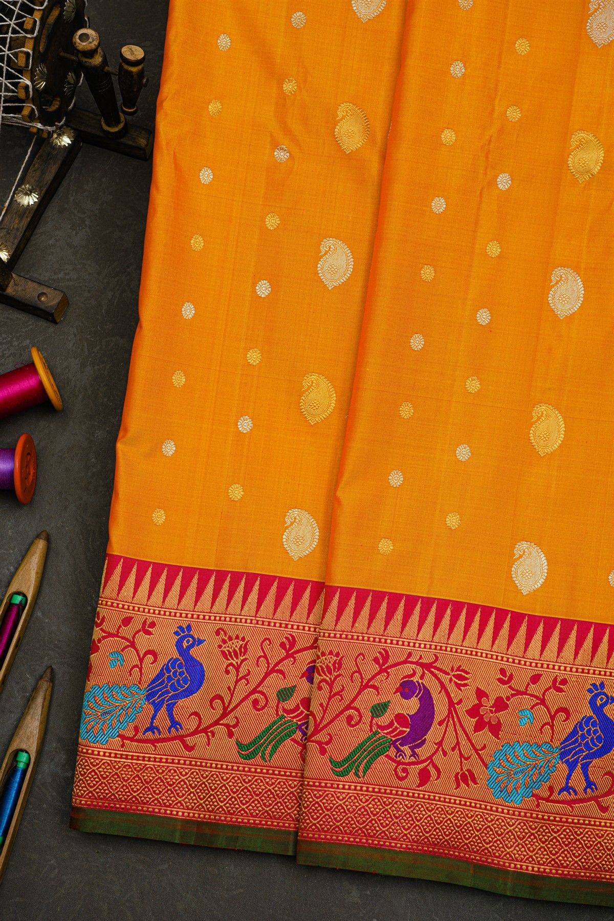 Gadwal Silk Mustard Saree