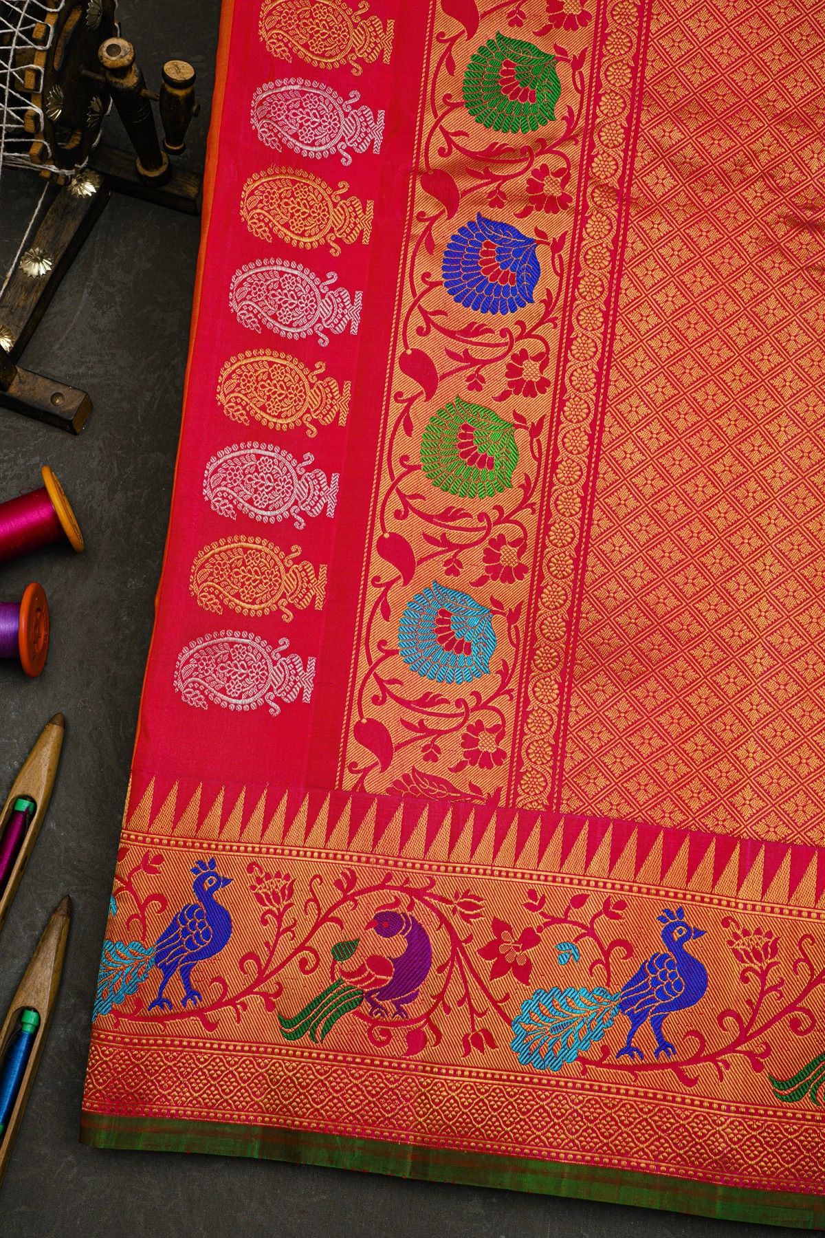Gadwal Silk Mustard Saree