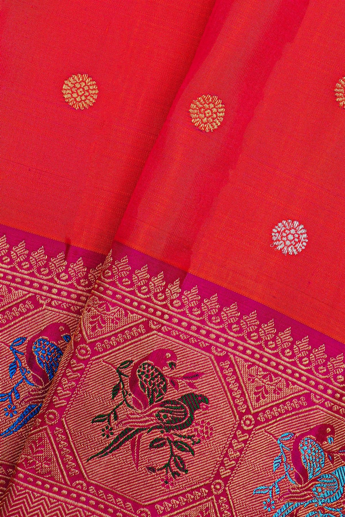 Gadwal Silk Peach Saree