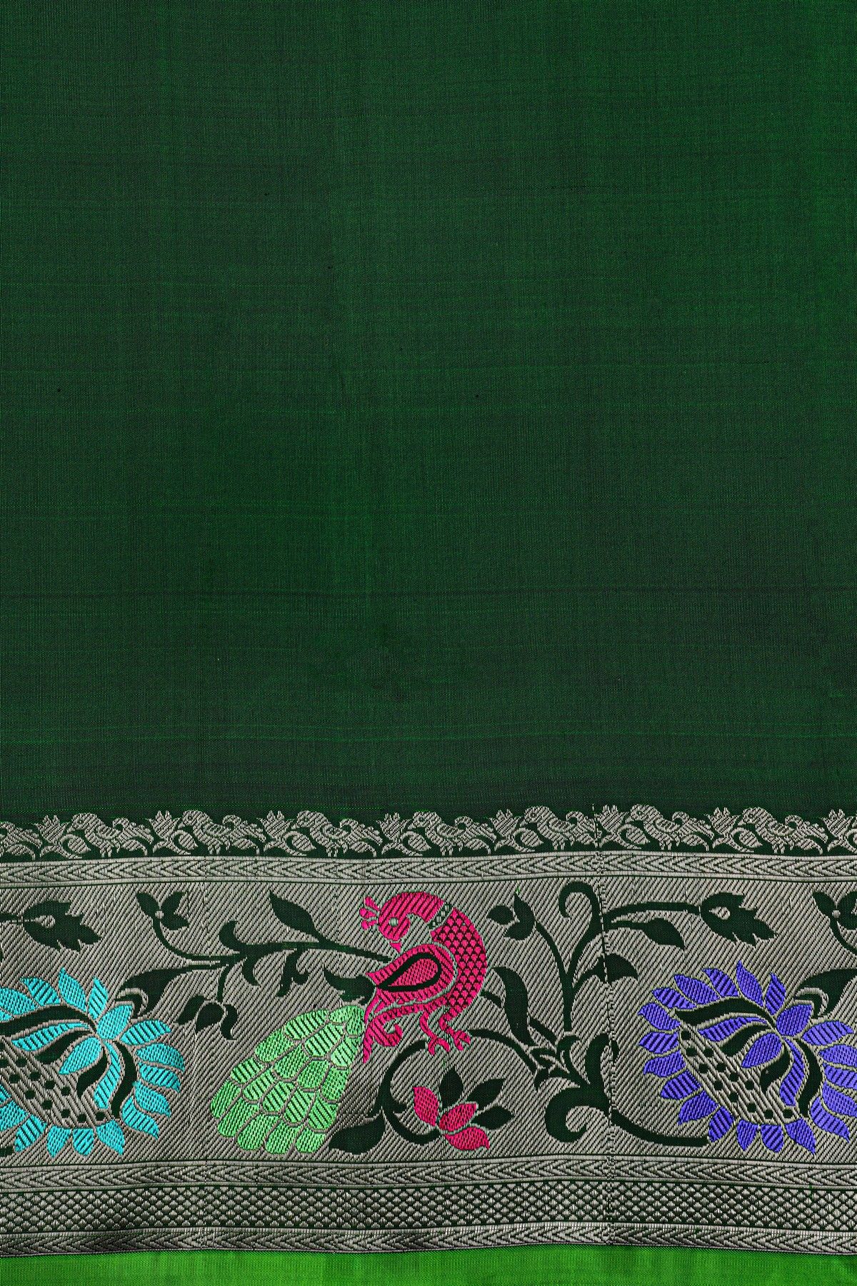 Gadwal Silk Bottle Green Saree