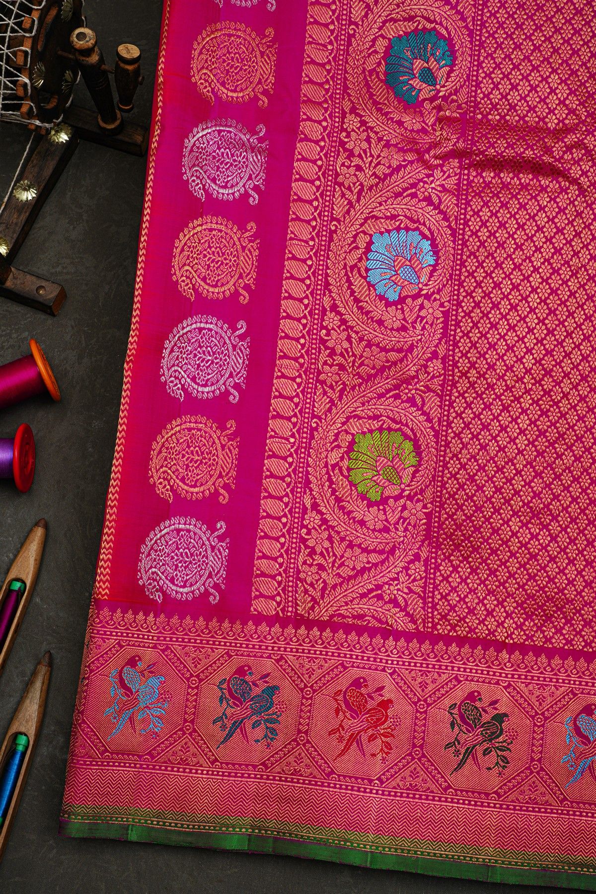 Gadwal Silk Peach Saree