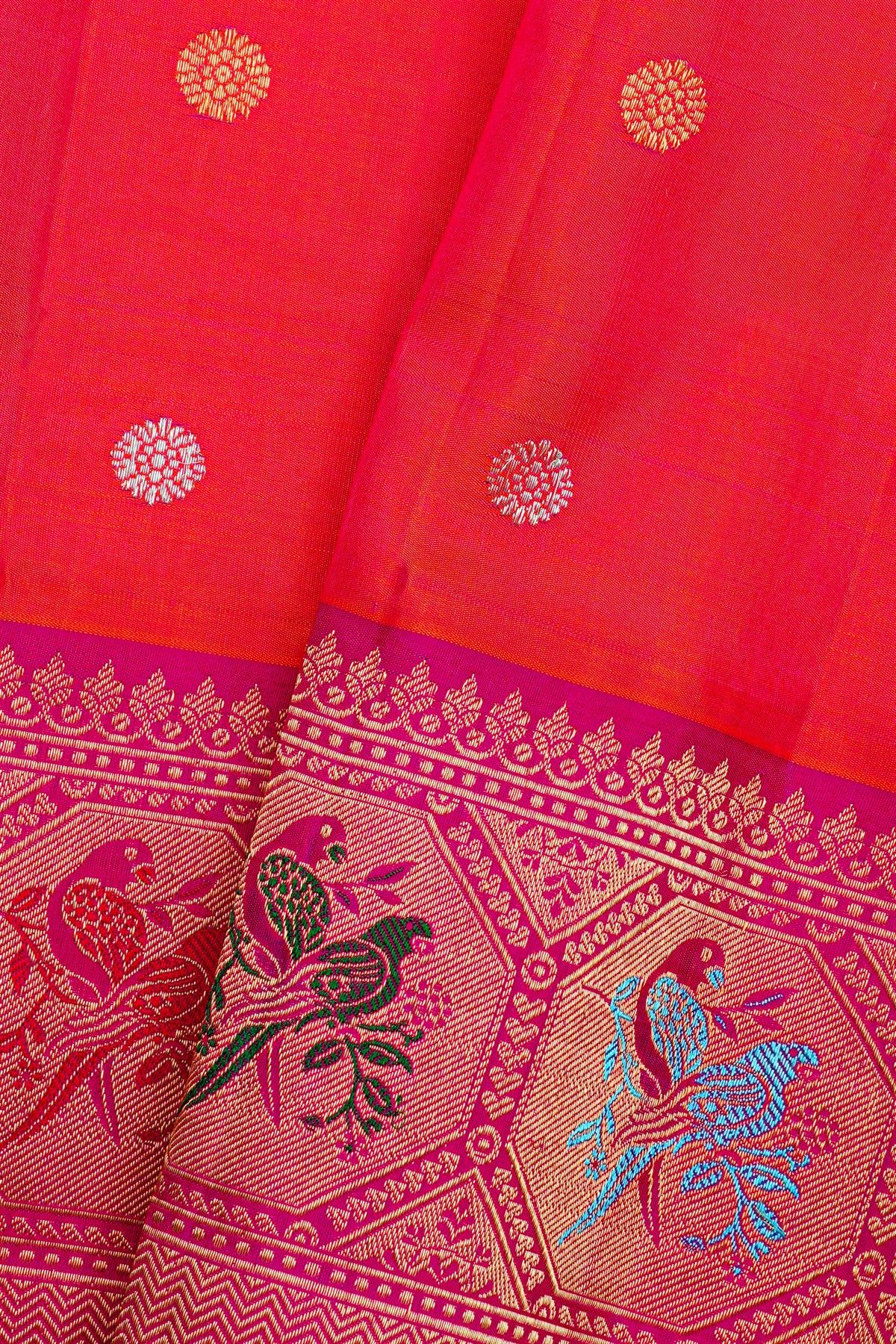 Gadwal Silk Peach Saree