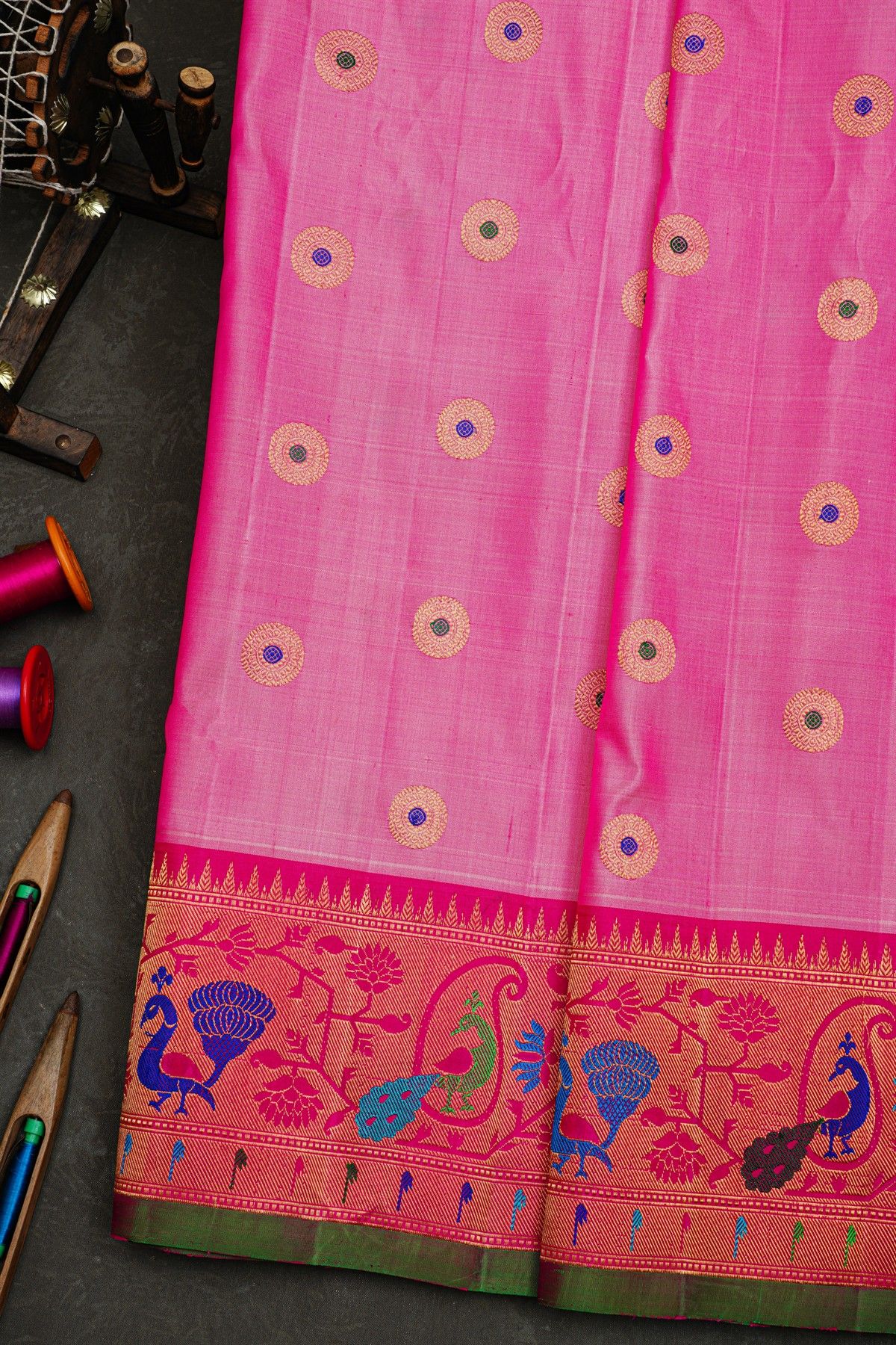 Gadwal Silk Pink Saree