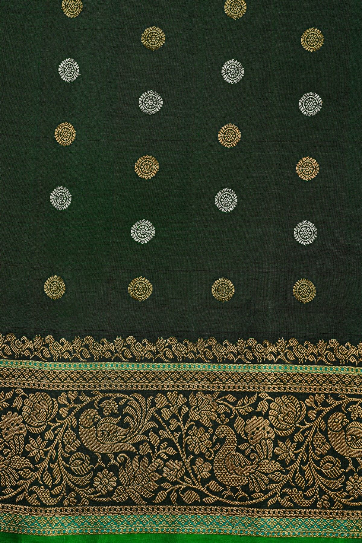 Gadwal Silk Bottle Green Saree