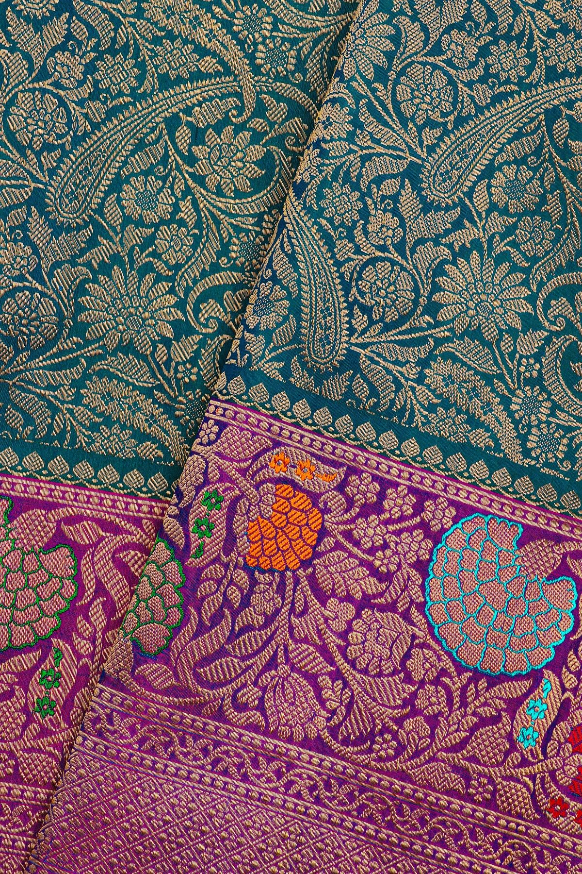 Gadwal Silk Peacock Blue Saree