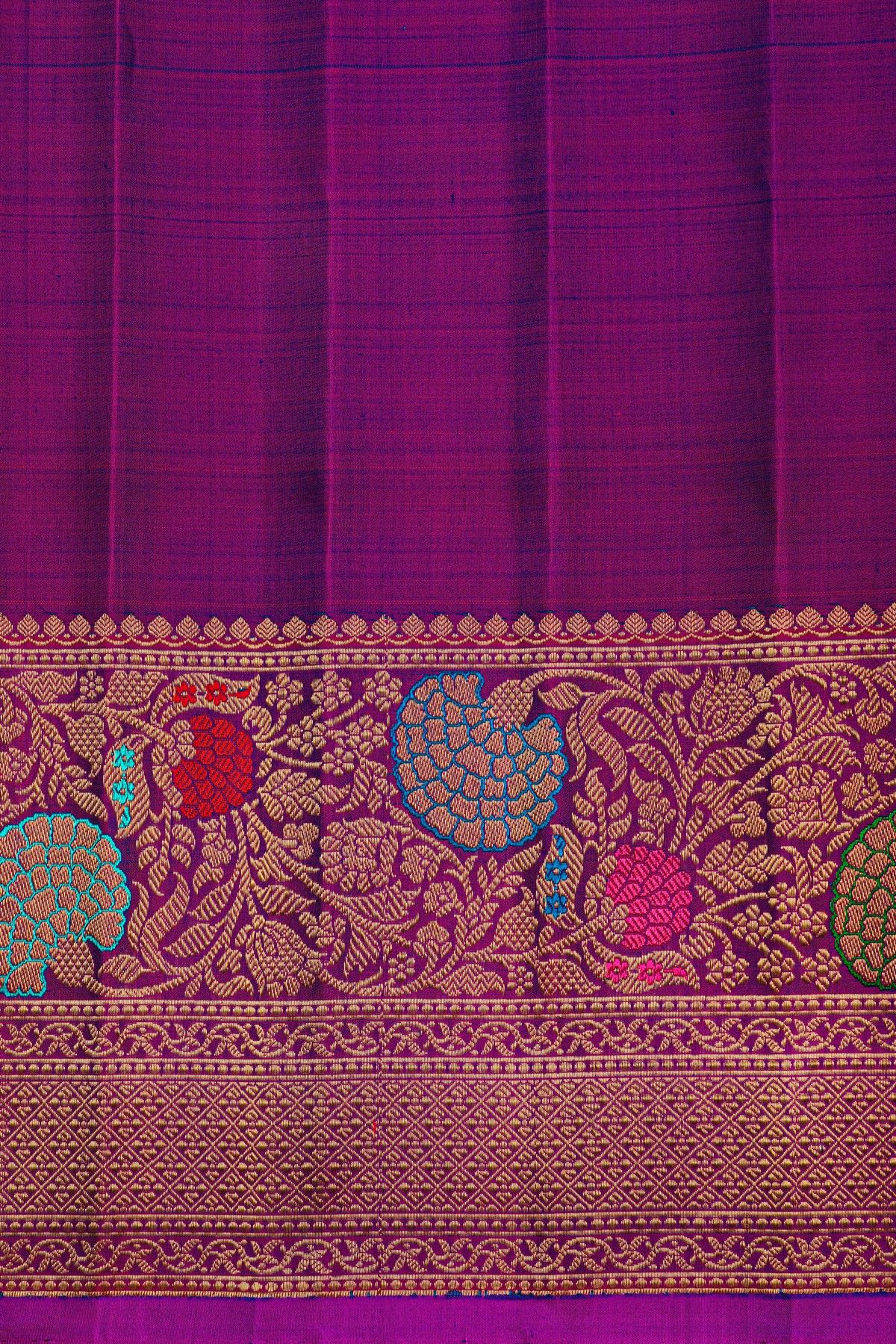 Gadwal Silk Peacock Blue Saree
