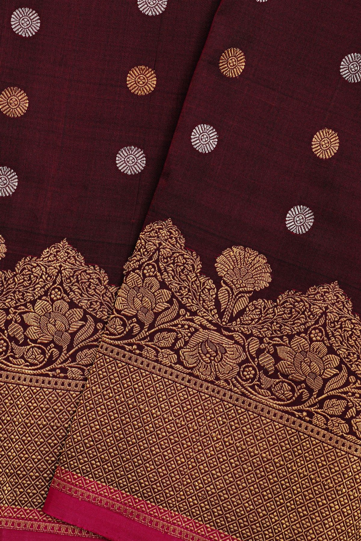 Gadwal Silk Wine Saree