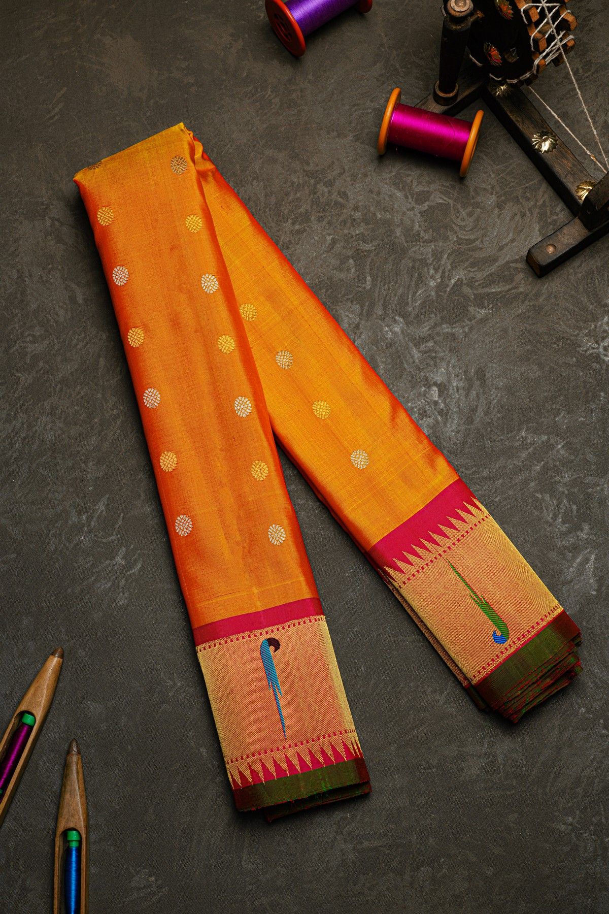 Gadwal Silk Mustard Saree