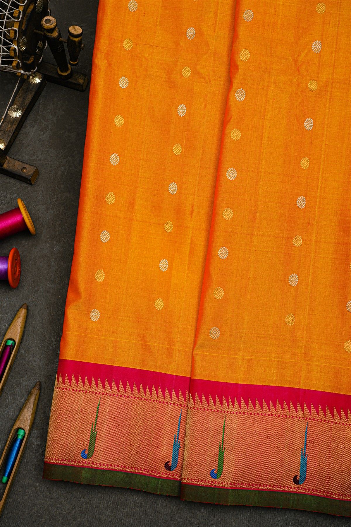 Gadwal Silk Mustard Saree