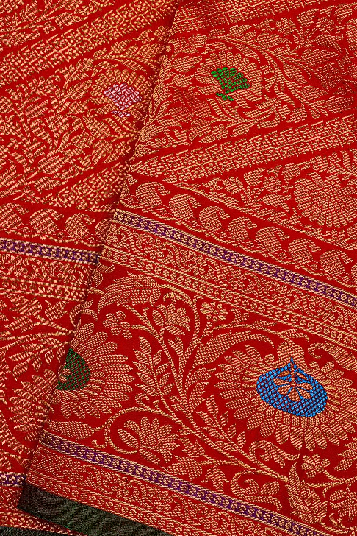 Gadwal Silk Red Saree
