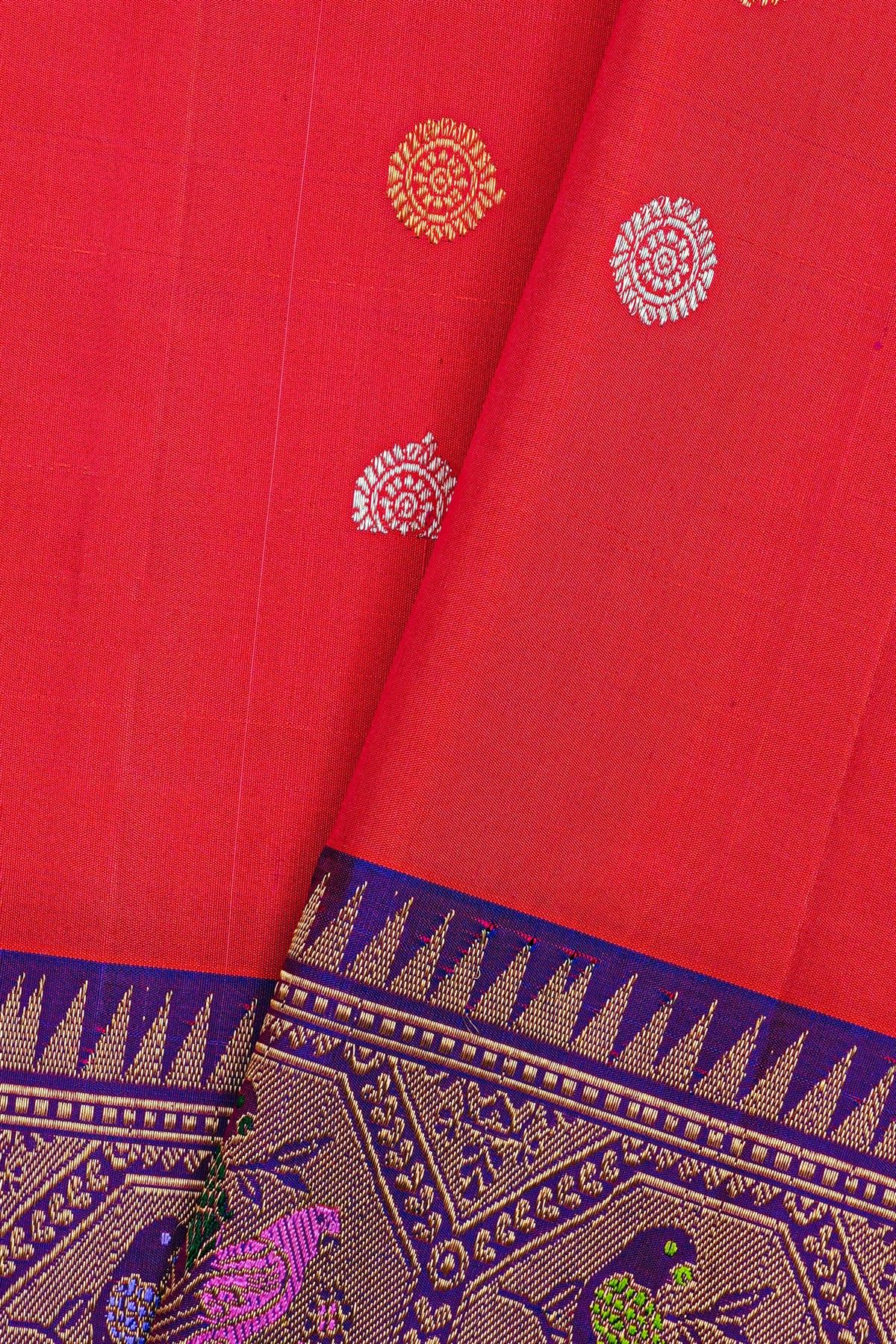 Gadwal Silk Red Saree