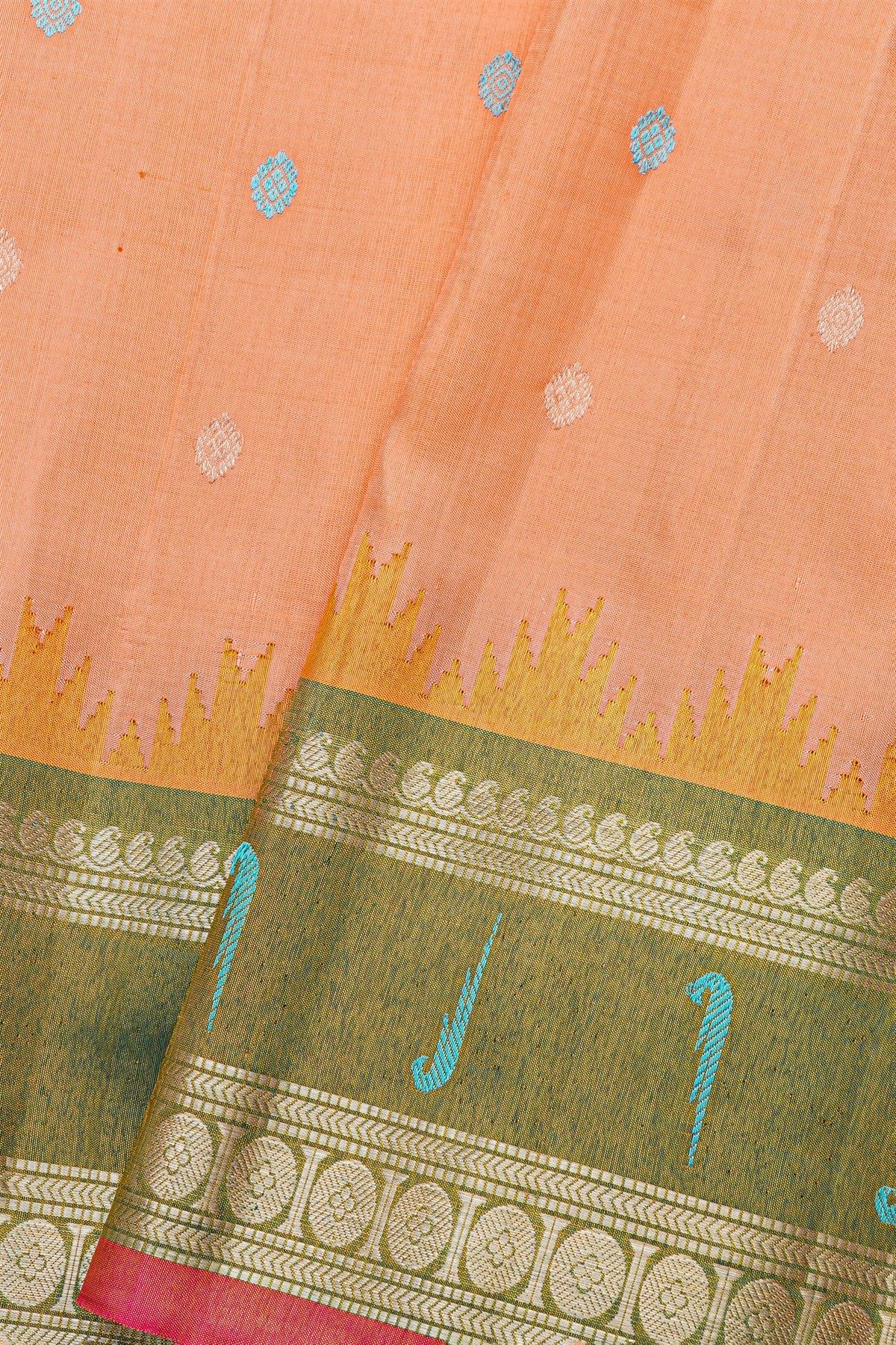 Gadwal Silk Peach Saree