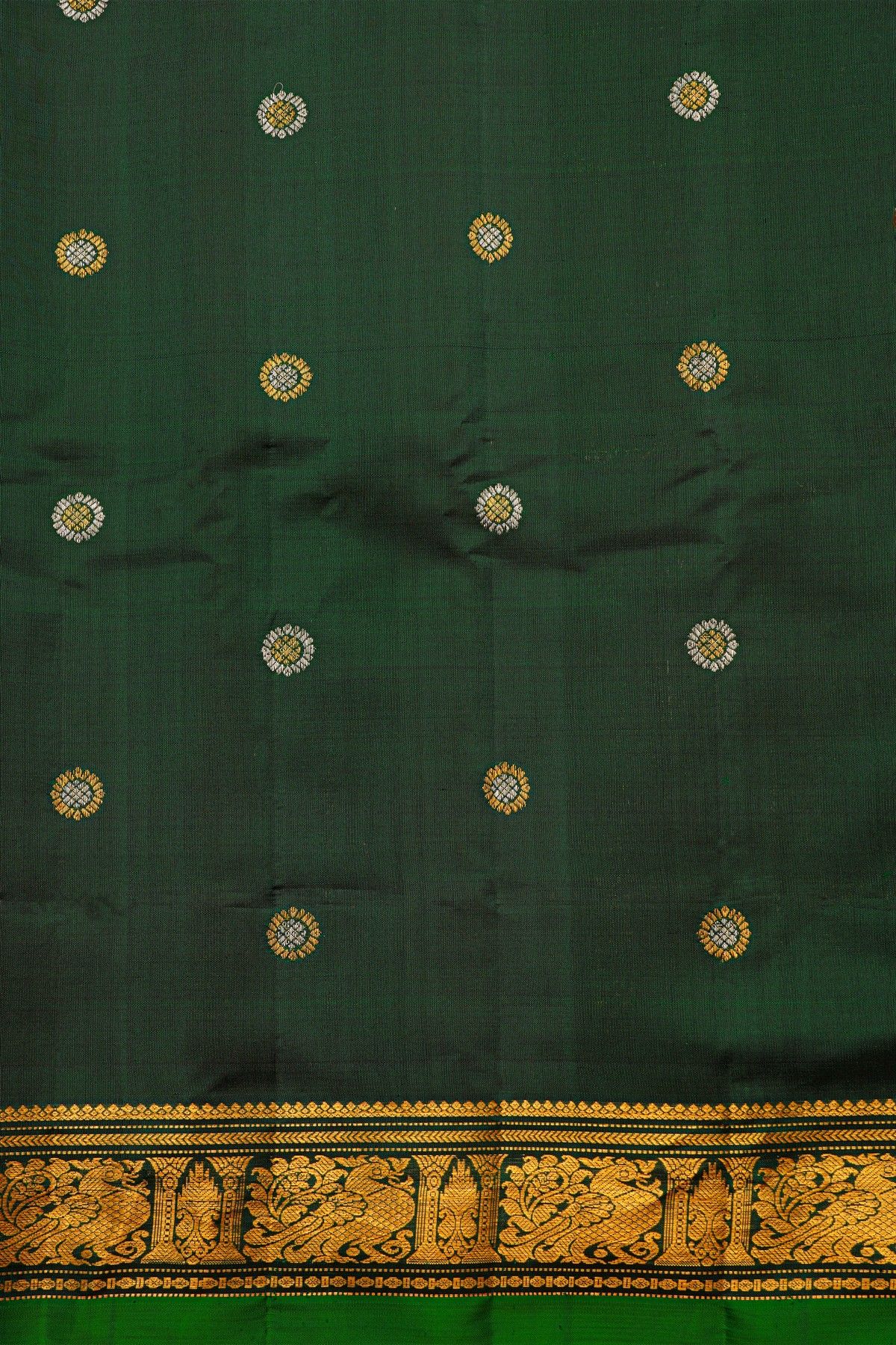 Gadwal Silk Bottle Green Saree