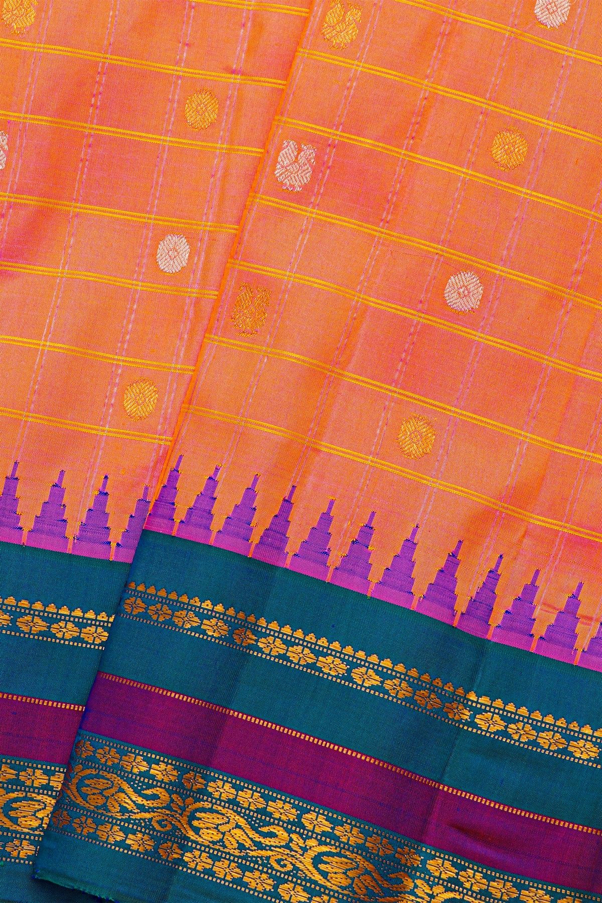 Gadwal Silk Peach Saree