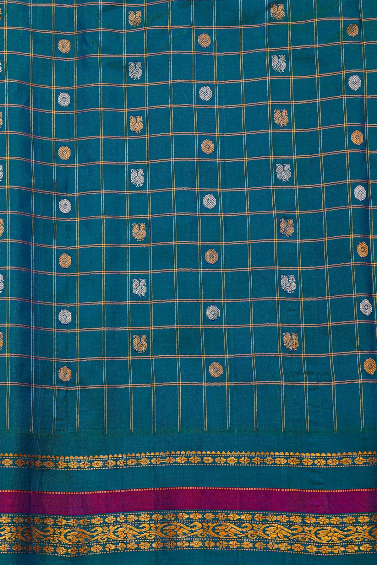 Gadwal Silk Peach Saree