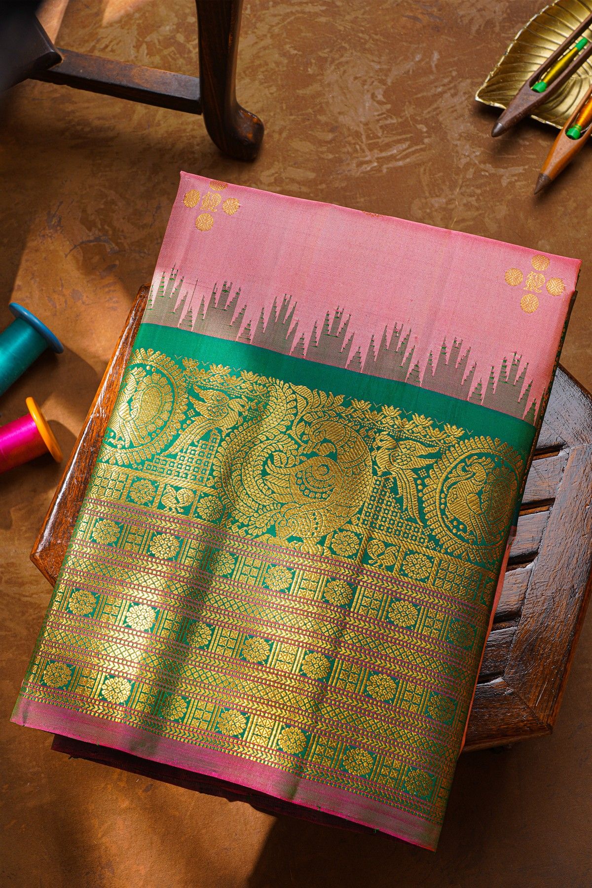 Gadwal Silk Pink Saree