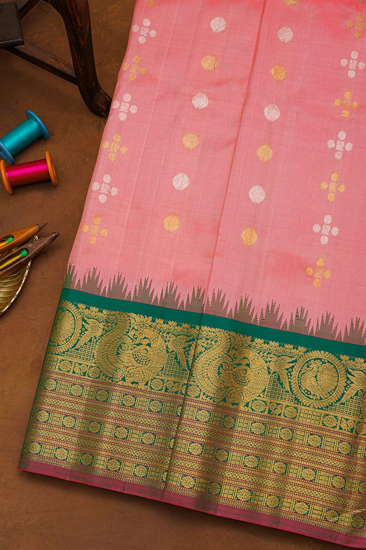 Gadwal Silk Pink Saree