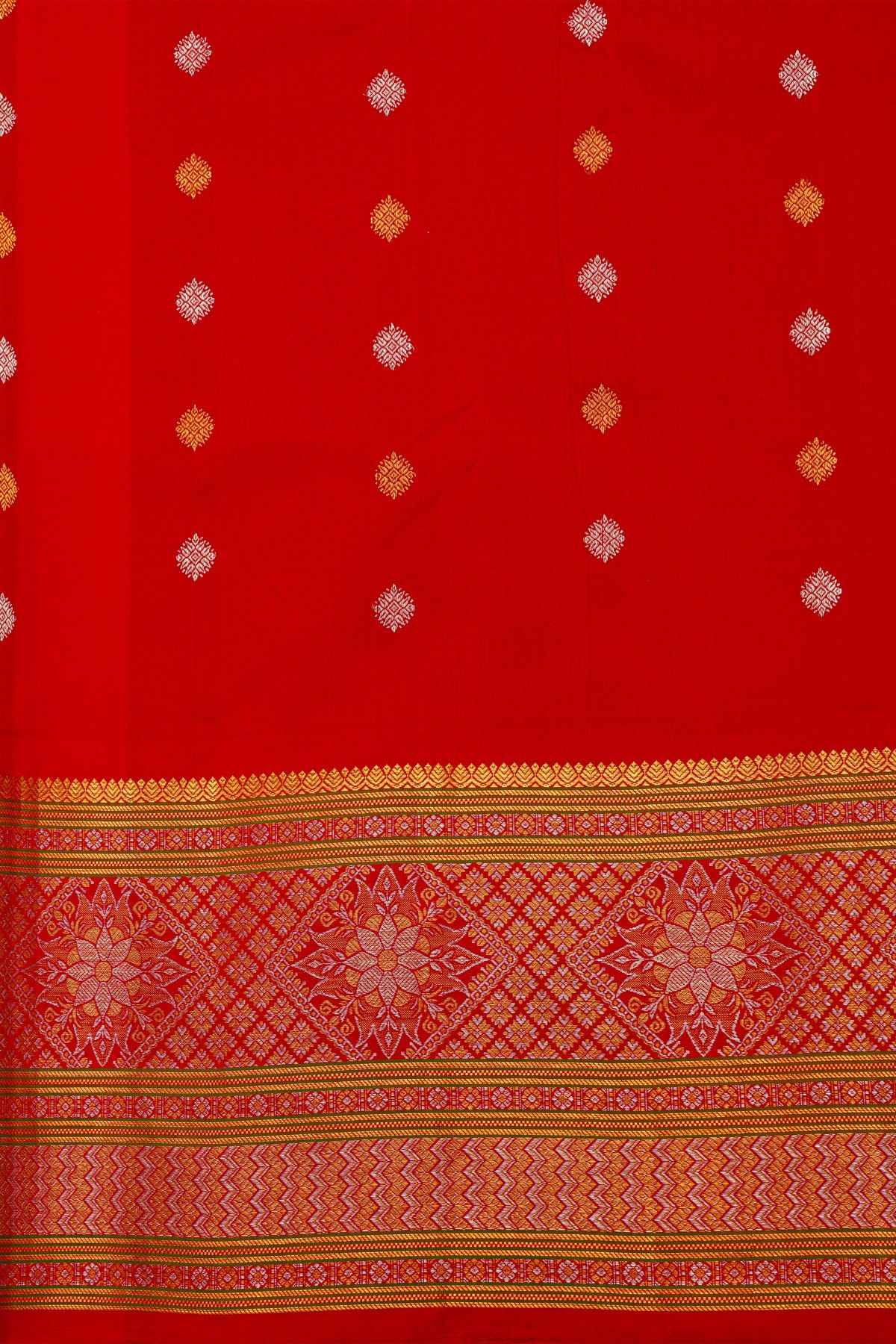 Gadwal Silk Peach Saree