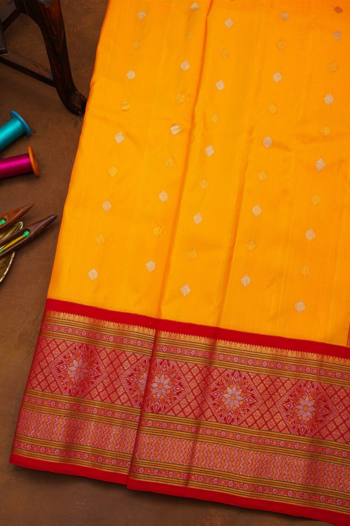 Gadwal Silk Mustard Saree