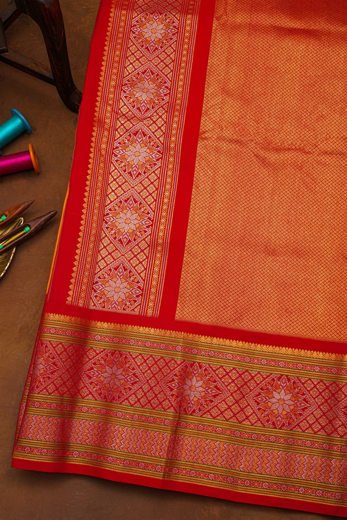 Gadwal Silk Mustard Saree