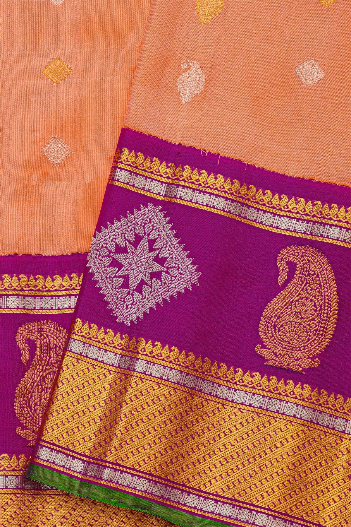 Gadwal Silk Peach Saree