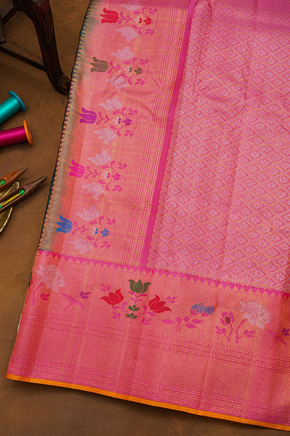 Gadwal Silk Bottle Green Saree