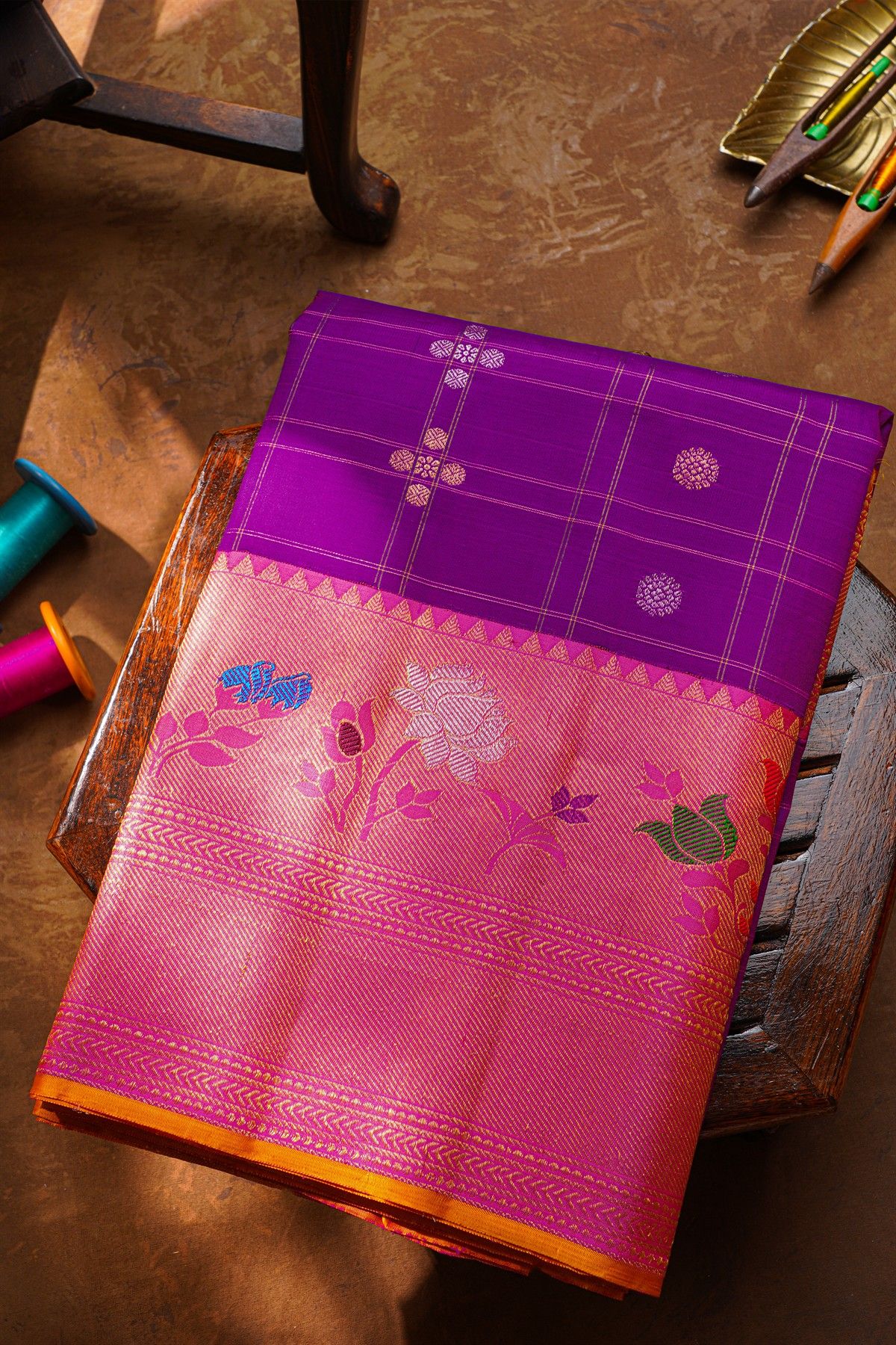 Gadwal Silk Purple Saree