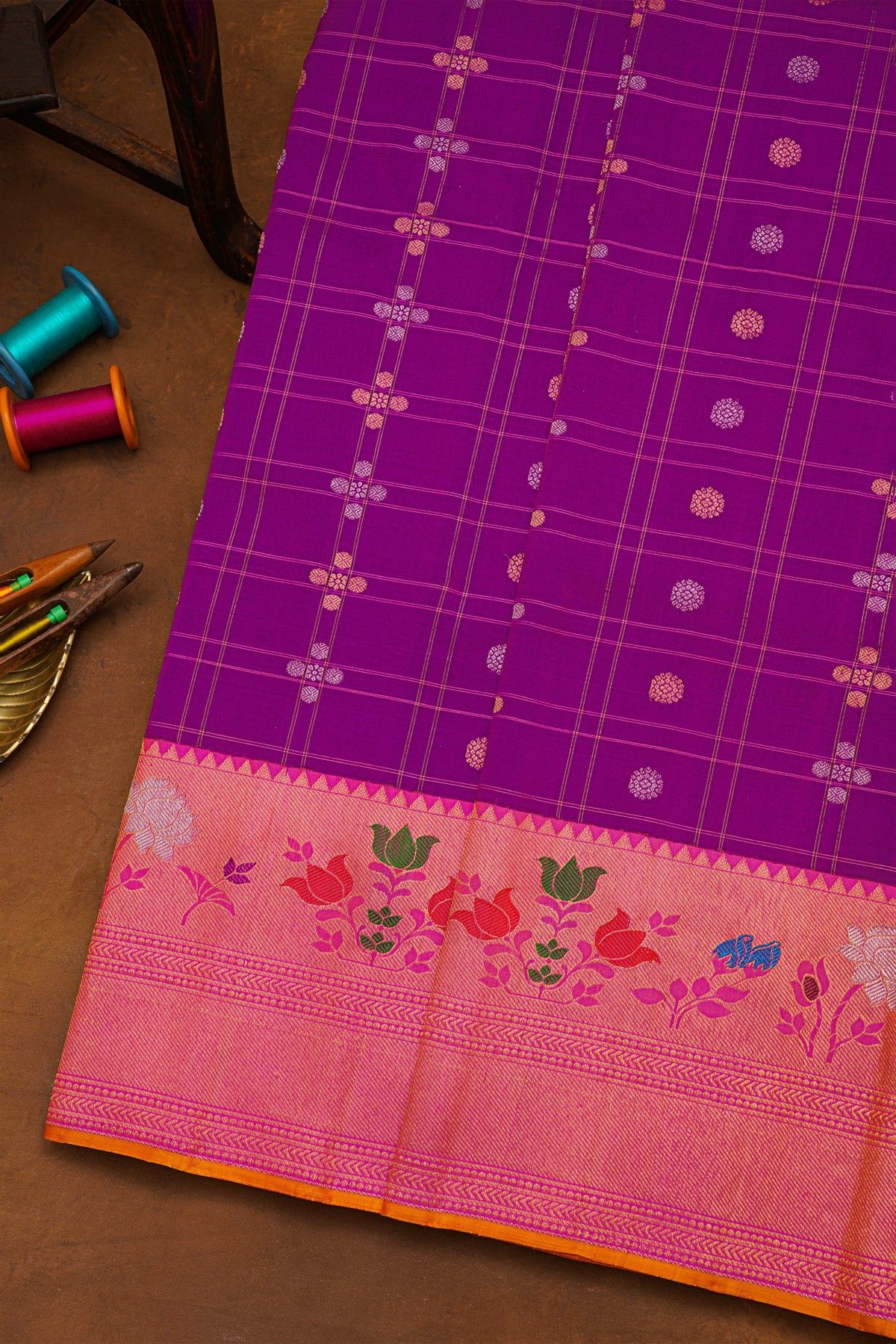 Gadwal Silk Purple Saree