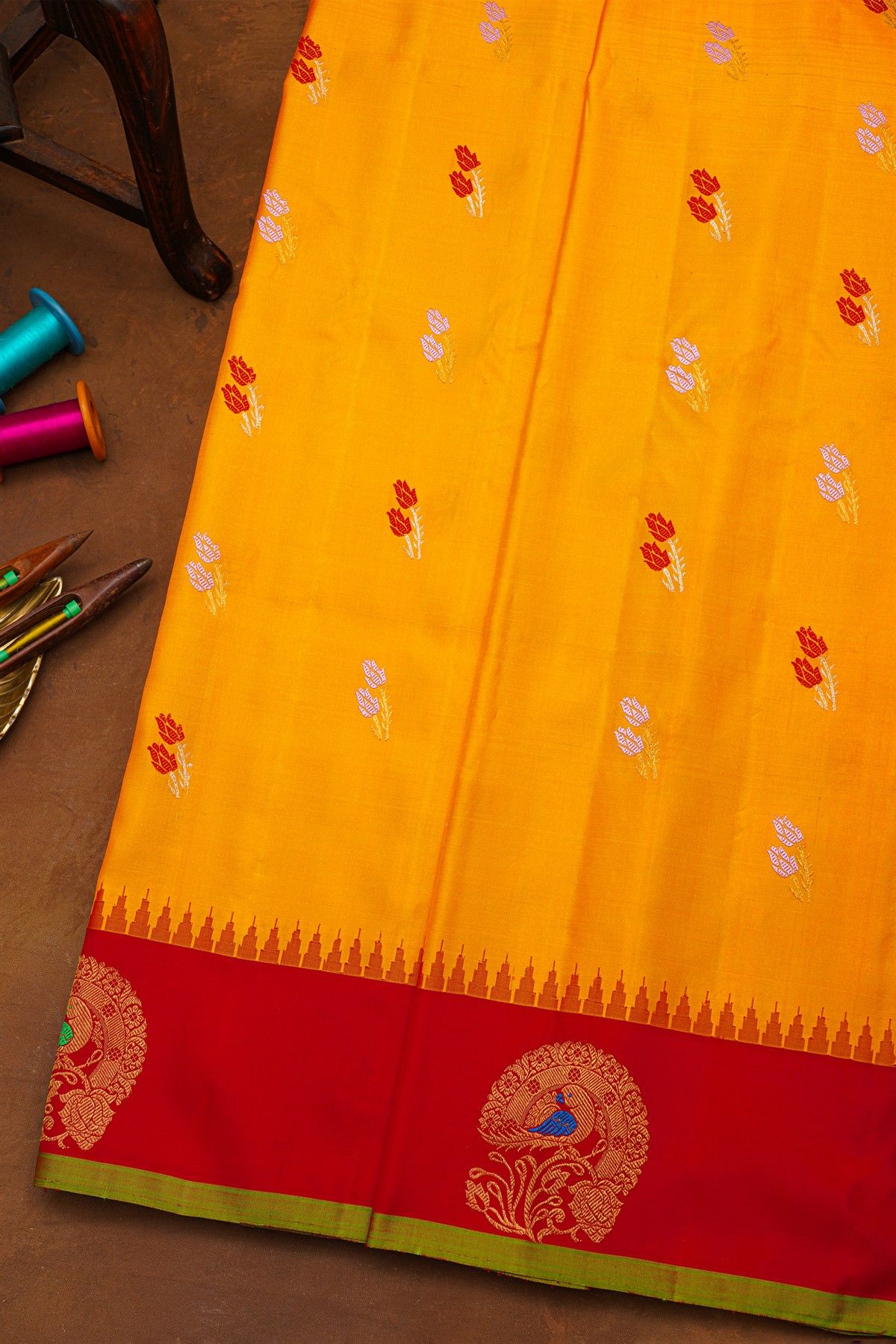 Gadwal Silk Mustard Saree