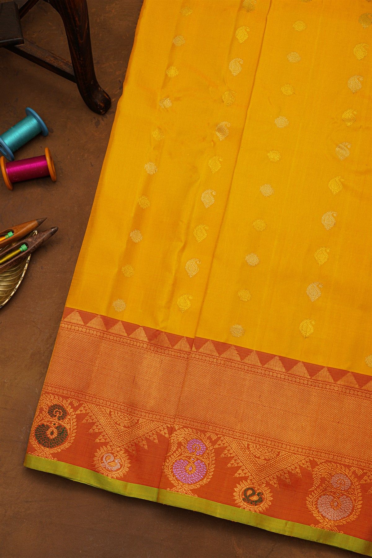 Gadwal Silk Mustard Saree