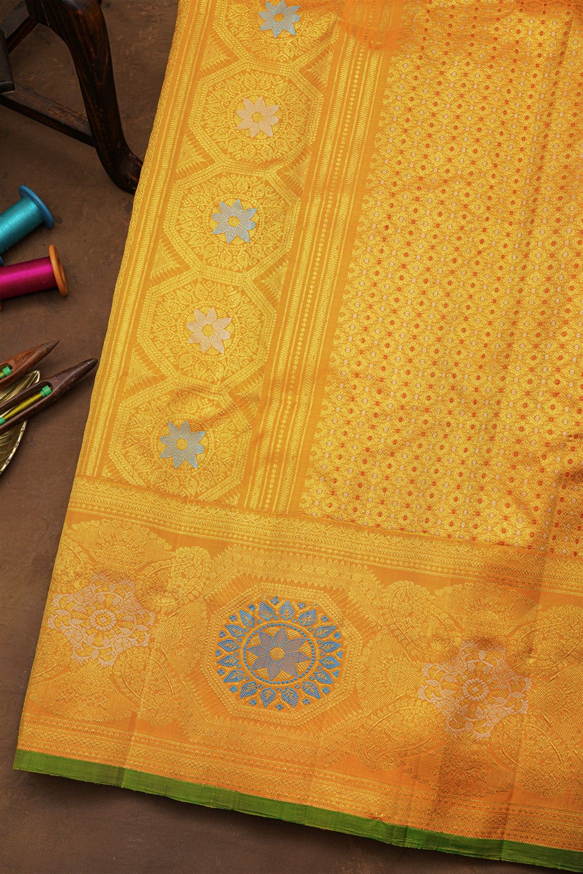 Gadwal Silk Lime Green Saree