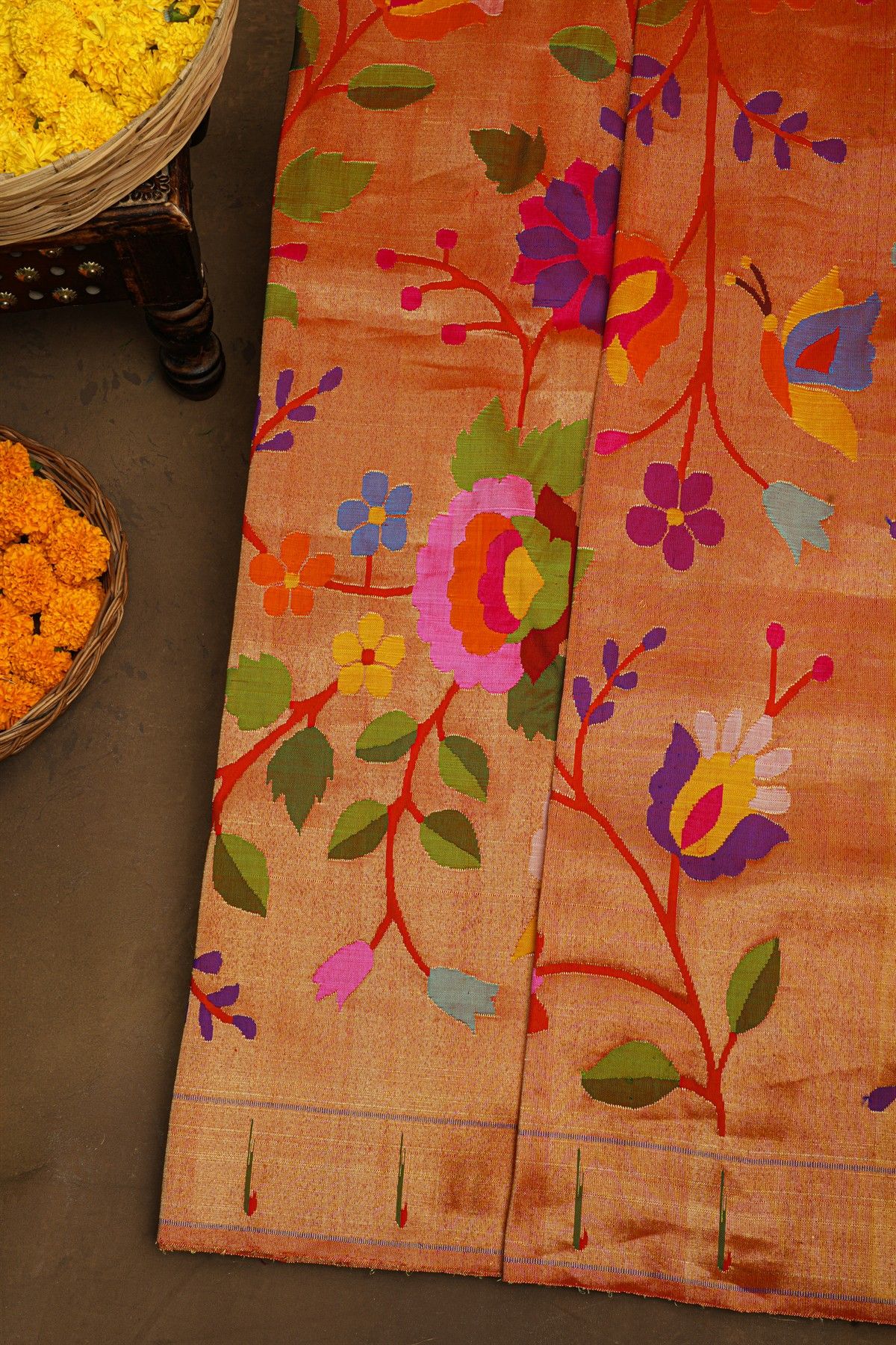 Paithani Silk Red Saree