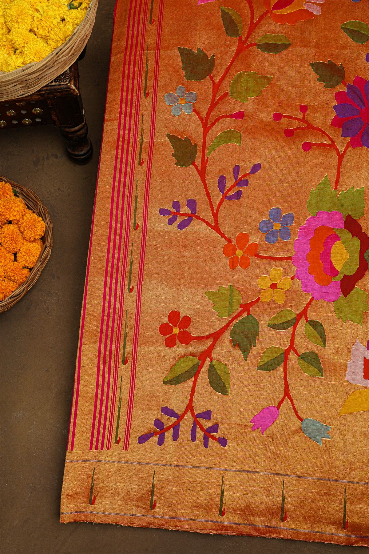 Paithani Silk Red Saree